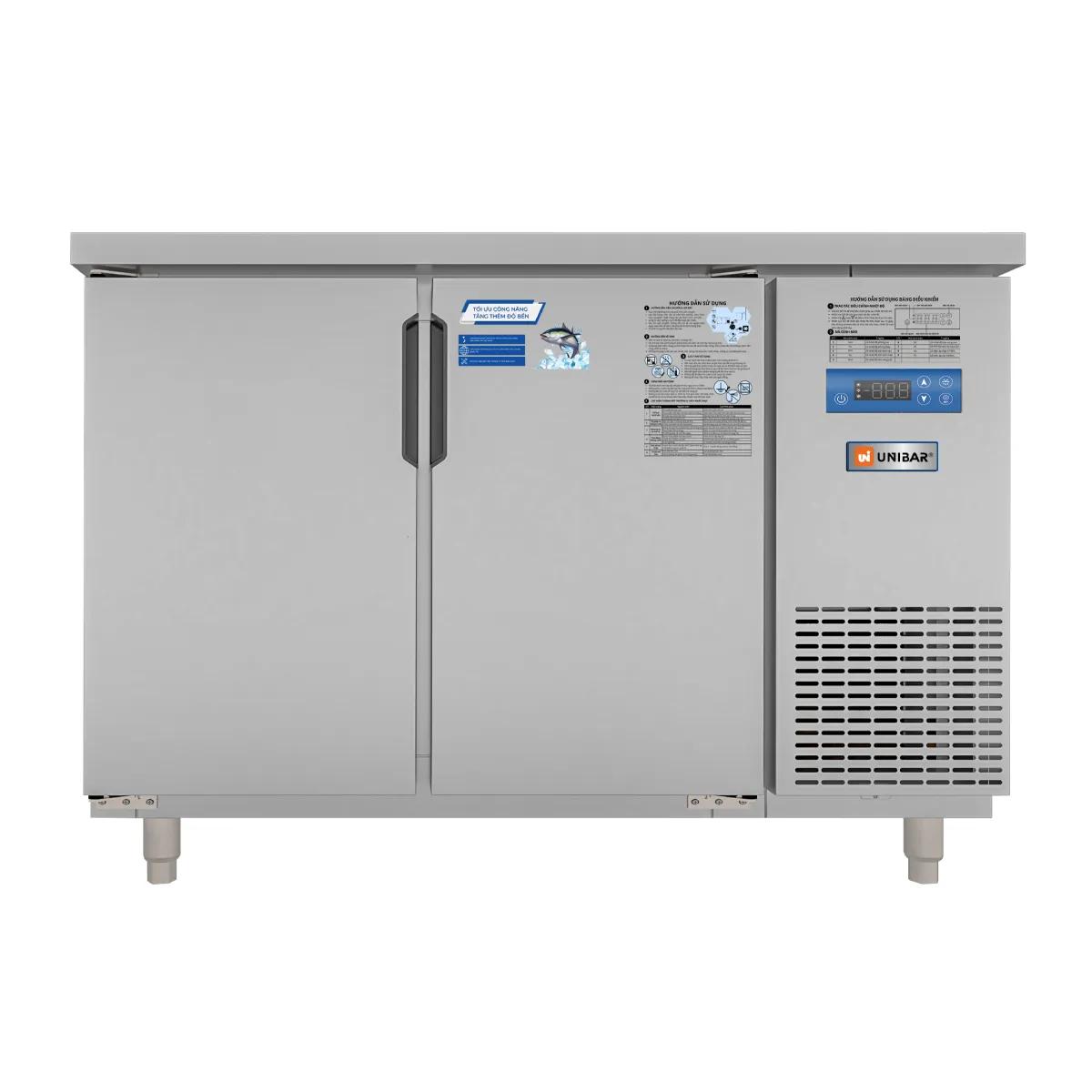 Tủ Bàn Mát Quạt Gió Unibar 2 Cánh Mở Inox 1200X600X850 UB-2MI1260