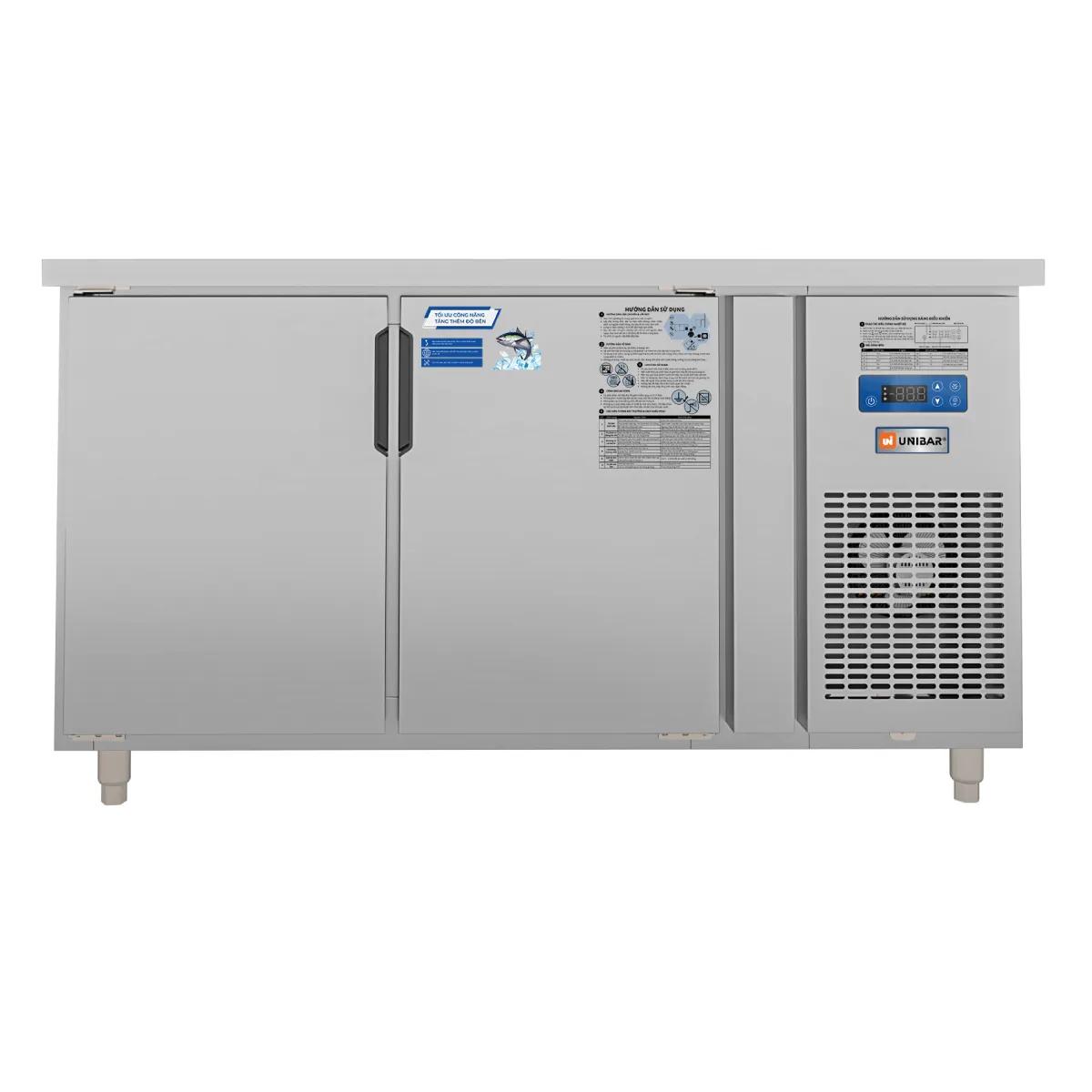 Tủ Bàn Mát Quạt Gió Unibar 2 Cánh Mở Inox 1500X750X850 UB-2MI1575