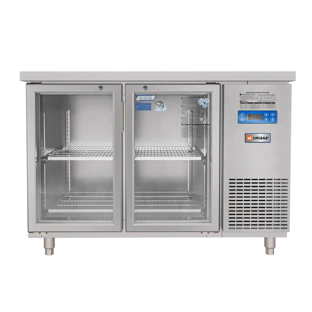 Tủ Bàn Mát Quạt Gió Unibar 2 Cánh Mở Kính 1200X750X850 UB-2MK1275