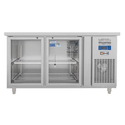 Tủ Bàn Mát Quạt Gió Unibar 2 Cánh Mở Kính 1500X750X850 UB-2MK1575