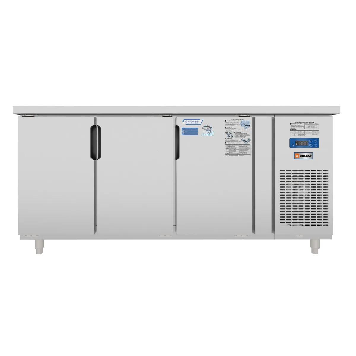 Tủ Bàn Mát Quạt Gió Unibar 3 Cánh Mở Inox 1800X750X850 UB-3MI1875