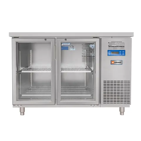 Tủ Bàn Mát Quạt Gió Unibar 2 Cánh Mở Kính 1200X750X850 UB-2MK1275