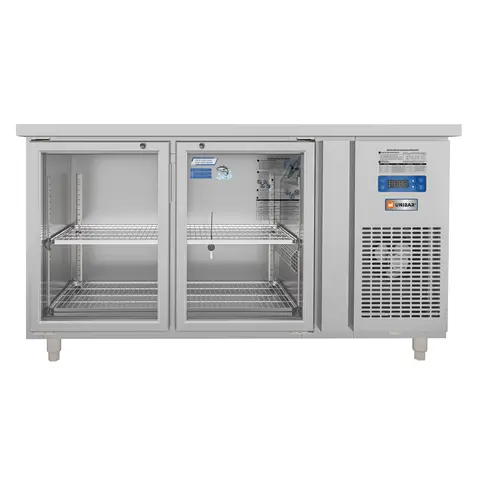 Tủ Bàn Mát Quạt Gió Unibar 2 Cánh Mở Kính 1500X750X850 UB-2MK1575