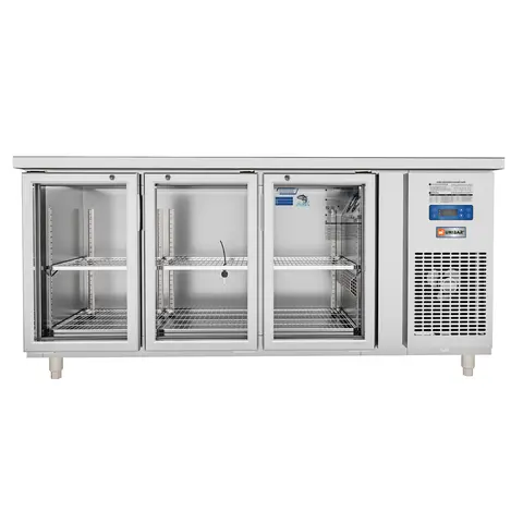 Tủ Bàn Mát Quạt Gió Unibar 3 Cánh Mở Kính 1800X750X850 UB-3MK1875