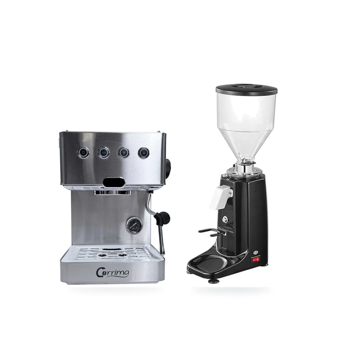 Combo Corrima CRM 3005L + Gemilai CRM 020 — combo máy pha và máy xay cà phê