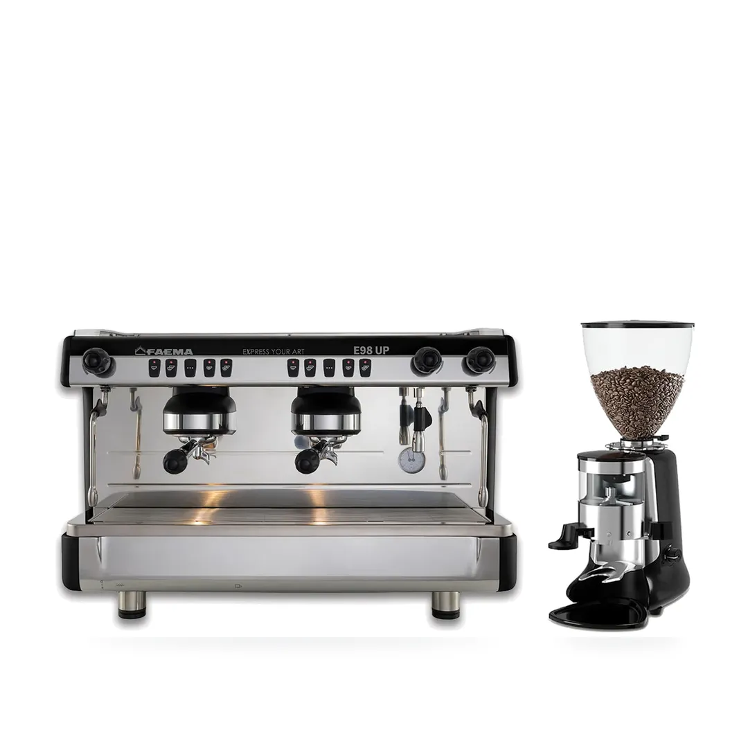 Combo Faema E98 UP 2G + HeyCafe HC600 V2 — máy pha và máy xay cà phê