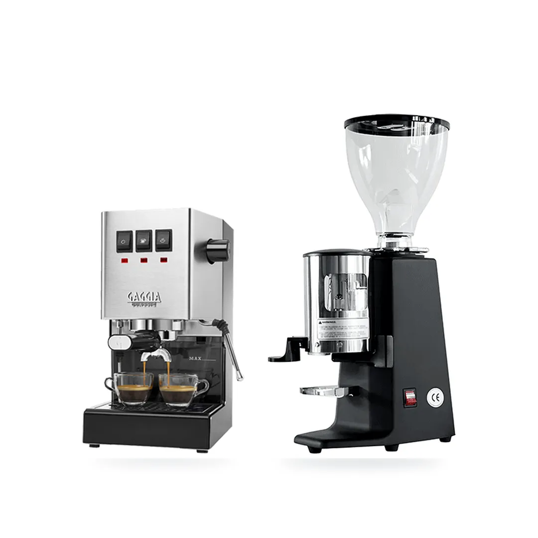 Combo Gaggia Classic Pro E24 + Carimali X010 — combo máy pha và máy xay cà phê
