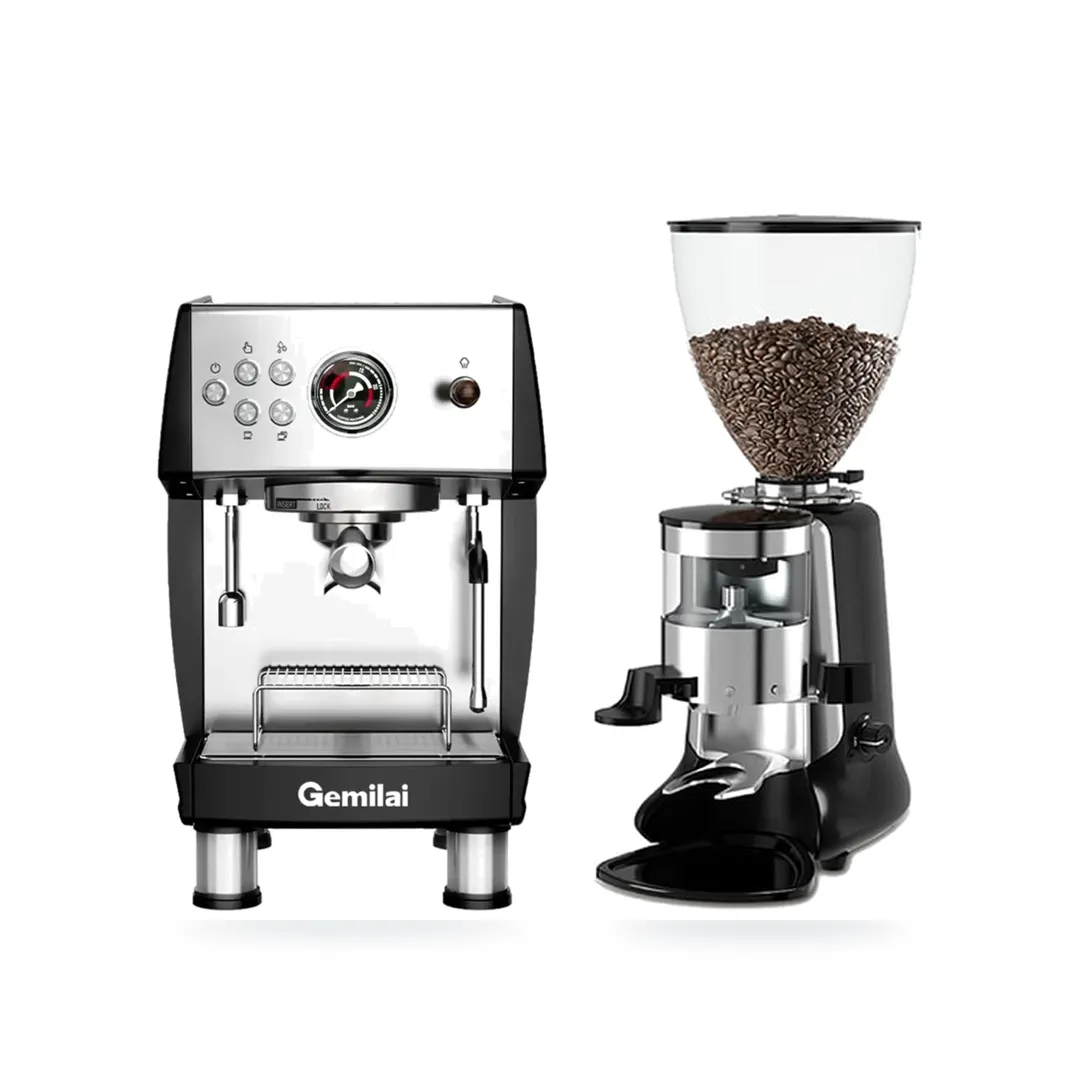 Combo Gemilai CRM 3200B Pro + HeyCafe HC600 V2 — combo máy pha và máy xay cà phê